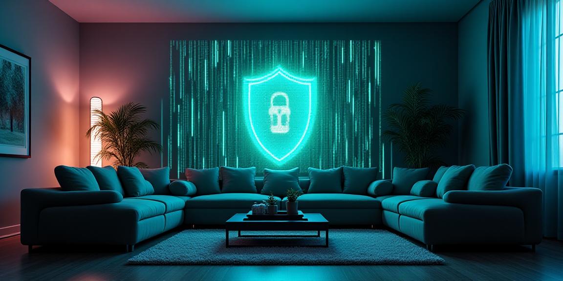 Concetto di sicurezza digitale in un ambiente domestico moderno